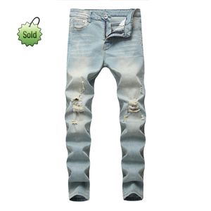 Jeans Heren Blauw Zwart Wit Joggingbroek Sexy Gatbroek Casual Mannelijke Gescheurde Magere Broek Slanke Biker Outwears