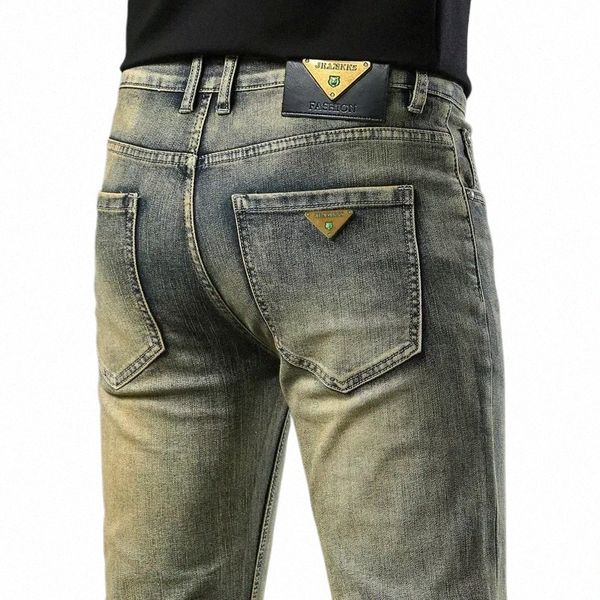 Pantalones vaqueros para hombre, pantalones vaqueros ajustados Retro elásticos, pantalones de invierno y otoño para hombre, ropa de calle, pantalones vaqueros de motociclista de alta calidad o830 # 2023