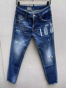 Jeans heren denim scheurde jeans voor mannen mager gebroken Italië -stijl gat fietsen motorfiets hot rock revival broek 365