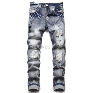 Jeans Jeans de marque pour hommes pantalons chauds pour jeans occidentaux hip-hop haute rue mode cyclisme broderie jean crayon mince ajusté pour hommes 240308