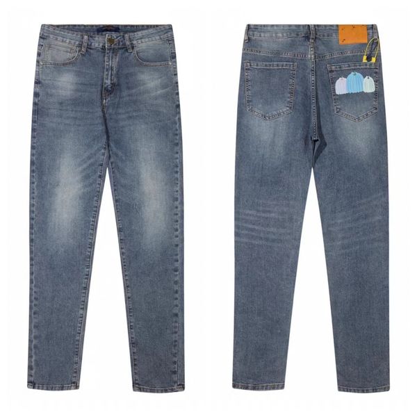 Jeans Hommes Designer Jambes Fourche Ouverte Serré Citrouille Capris Denim Pantalon Droit Ajouter Polaire Épaissir Minceur Stretch Jean Pantalon Homme Vêtements Broderie Impression