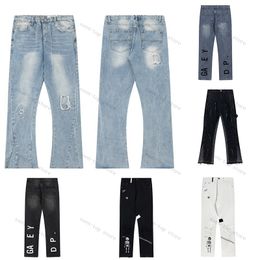 Jeans Heren ontwerpers Flared Jeans Hip Hop Spliced Flared Jeans Distressed Ripped Slim Fit Broek Mans Streetwear Gewassen Broek