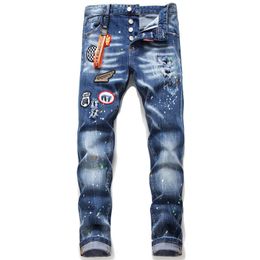 Jeans Hommes jeans homme pantalons designer noir skinny autocollants léger lavage déchiré moto rock revival joggers vraies religions hommes.