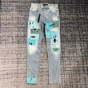 Jeans Heren Paarse Designer Broek Pantalones Heren Gescheurde Rechte Normale Jeans Denim Hombre Letter Star LGS