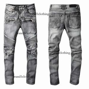 Jeans Heren Ripped Biker Slim Fit Bikers Denim voor heren S Fashion Mans zwarte broek