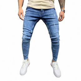 Jeans Heren Skinny Blauwe Potloodbroek Populaire Scratch Slanke Denim Broek Herfst Hiphop Denim Broek Mannen Fi Streetwear Jeans N0Kq #