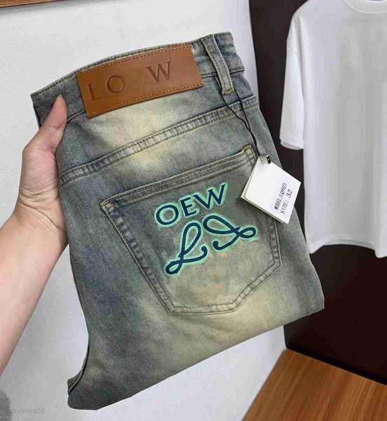 Jeans Mens Stretch Designer Legs Open Stork abre Capris Denim Pantalones rectos Agregue el vellón espesado pantalones jean jean homme joggers bordería impresión