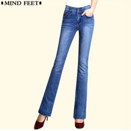 Jeans Mind Feet Jeans pour les femmes Still Slim Multisize Velvet Skinny Elastic Blue Denim Pantal