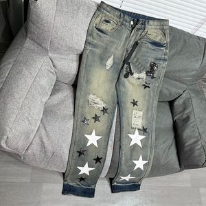 Jeans Miri Designer Heren Jeans Motorfiets Trendy Gescheurd Patchwork Gat Streetwear Het Hele Jaar Door Slim Legged Jeans High Street CJD2307246