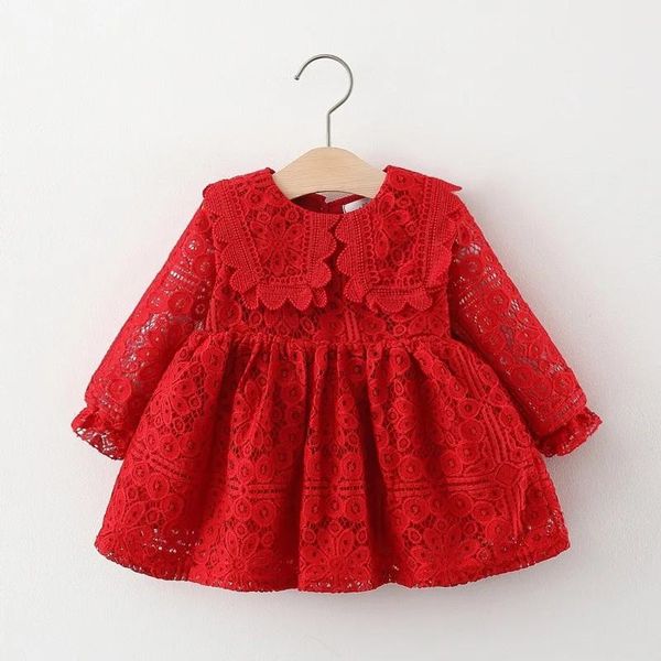 Vaqueros Msnynieco Ropa para niñas recién nacidas Vestido informal de encaje de manga larga para niña Ropa Vestidos de fiesta de princesa para 1er cumpleaños