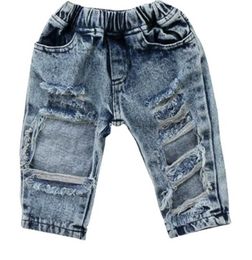 Jeans Nieuwe Baby Kid Girls Summer Casual Pants Long Denim Jeans gescheurd Patch Fashion 1pc Girls Leggings H240508