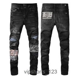Jeans NEW Fashion Mens Designer Jeans Jeans Ripped Denim Pantalon Hip Hop Luxe Hop Disted Risers Pants pour mâle 2022 TOP YB7YPURPLE Jeans