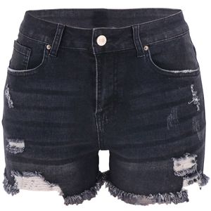 Jeans nieuwe zomershort trend vierkleurige gescheurde heuplift hoge taille denim damesshorts DK011H3