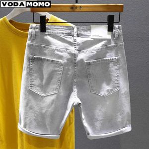 Jeans Nieuwe zomer wide been ropa hombre jeans shorts man mannelijke skateboard swag baggy heren capri denim broek pantalones cortos heren kleding j240507