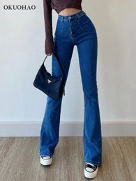 Jeans okuohao 2022 Nouveau jean évasé haut taille hanche lift de mode sexy