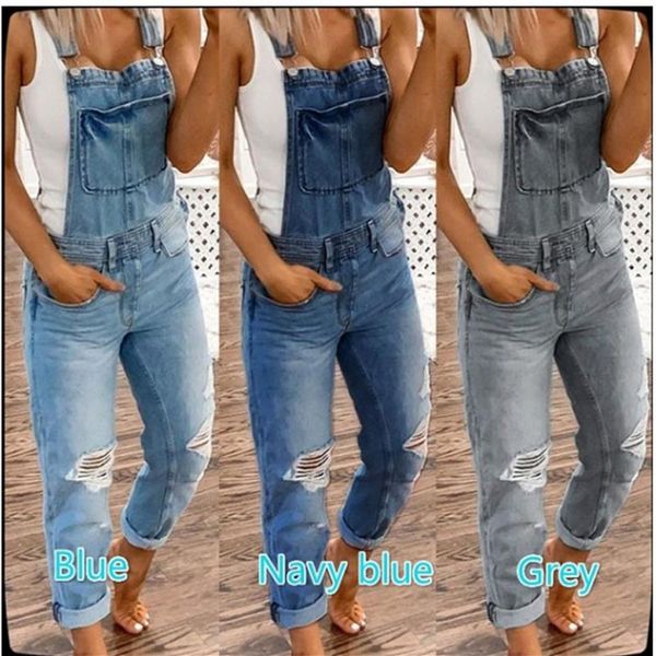 Jeans overoles mujeres monos para mujer mamelucos negro tallas grandes para mujer moda denim diseño niñas pantalón largo club masculino De290O