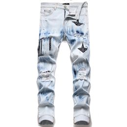 Jeans pantalones diseñador jeans jeans para hombres jeans delgados ajustados nuevos pantalones rectos versátiles de marca versátil bordado