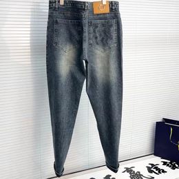 jeans broek designer jeans herenjeans slank passend nieuw trendy merk veelzijdige rechte broek borduurwerk quilten gescheurd merk vintage broek herenmode jeans mooi