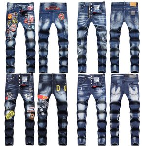 Jeans pantalons masculins concepteur dsquares jeans mens jeans vêtements pantalon de broderie élastique slim fit slim