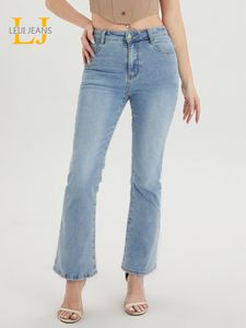 Jeans Jean évasé grande taille pour femme taille haute bottine coupe femme jean extensible jean en denim courbé pour maman pantalon bleu clair pour femme
