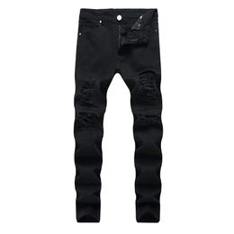 Jeans pria berjumbai celana mode muda lurus kecil elastis mikro trendi empat musim tot pria ukelan besar 220817