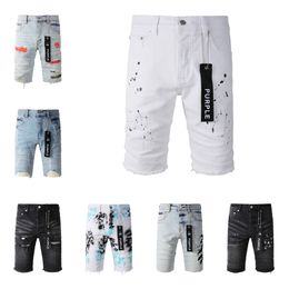 Jeans paarse merkontwerper heren paarse jeans shorts hiphop casual knie lenght Jean Clothing 29-40 Grootte hoge kwaliteit shorts denim