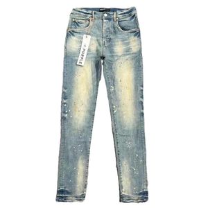 Jeans violet marque designer hommes déchiré droit régulier denim larmes lavé vieux long mode trou pile