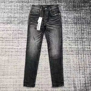 Jeans paarse merkontwerper heren scheurde rechte regelmatige denim tranen gewassen oude lange mode -gat stack62