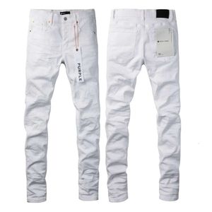 Jeans violet marque hommes jean coupe ajustée maigre solide blanc Denim pantalon Streetwear pantalon 383