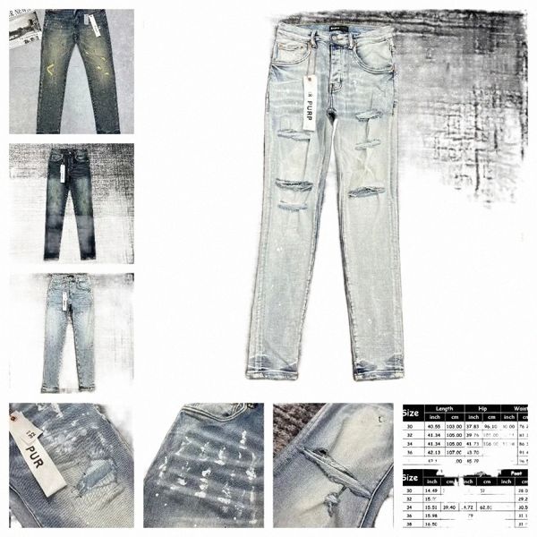 Jeans Purple Brand Divers styles Designer Hommes Ripped Straight Regular Denim Tears Lavé Old Long Fashion Hole Stack TJ9T e2Bd #