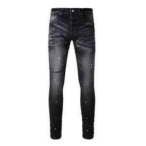 Jeans Violet Designer pour hommes pantalon empilé Jeans broderie en détresse déchiré Biker mince droite européenne Jean Hombre hommes pantalons pantalons s