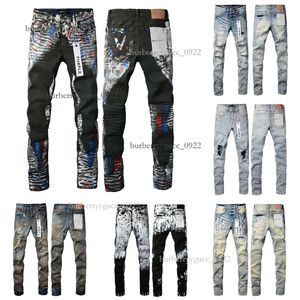 Jeans Violet Designer Pantalon Skinny Droit Jeans Baggy Denim Européen Jean Hombre Pantalon Homme Pantalon Biker Broderie Déchiré pour Tendance 29-40