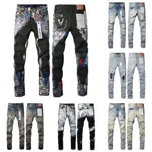Jeans paarse jeans designer jeans voor heren Rechte skinny broek jeans baggy denim Europese jean hombre herenbroek broek biker borduurwerk gescheurd voor trend 29-40 9