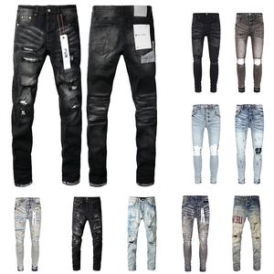 Jeans jeans en jean pourpre designer jeans pour hommes pantalon empilé jeans broderie en détresse biker slim hombre hombre hombre hombre pantalon pantalon