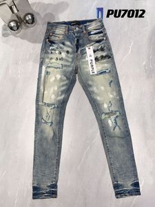 Jeans Púrpura Hombres Jeans Mujeres Pantalones Púrpura Ksubi Jeans High Street Púrpura Retro Pintura Punto Pies Delgados Micro Elástico Jeans Hip-Hop Cremallera Agujero 968