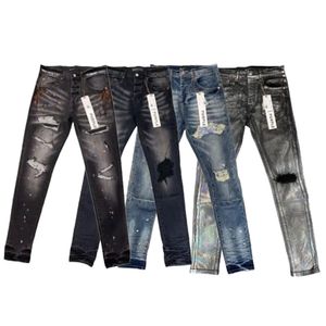 Jeans paarse heren jeans ontwerper denim borduurwerk broek mode gaten broek Amerikaanse maat 28-40 hiphop noodlijdende rits broek maat 29-40 630