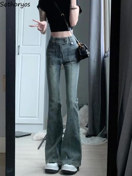 Jeans Rétro Flare Jeans Femmes Style Américain Taille Haute Loisirs Hotsweet Filles Skinny Allmatch Populaire Sexy Pleine Longueur Pantalon Nouveau