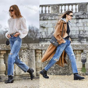 Jeans Gescheurd Ontwerp Mode Dames Afslanken Alles Casual Straat Negenpuntsbroek met rechte pijpen