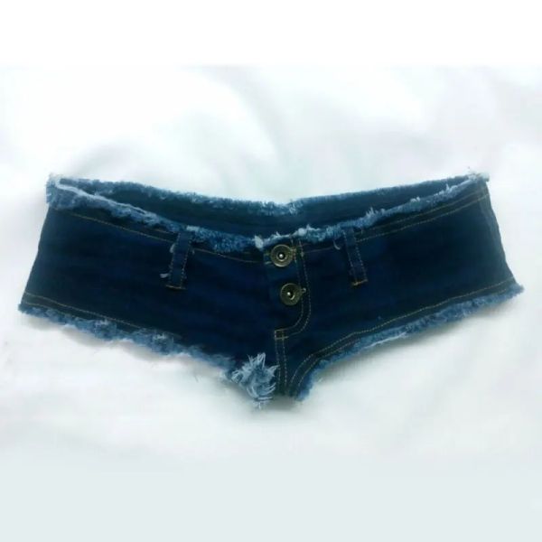 Jeans Sexy Taille Basse Short en Jean Sexy Micro Mini Short Entrejambe String Détail Jeans Super Sexy Serré Tentation Érotique Clubwear