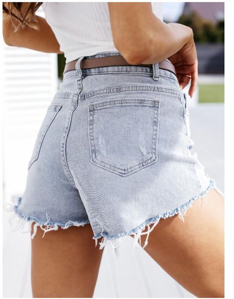 Jeans Shorts chaussures assorties pantalons en denim printemps été rue européenne américaine mode décontractée personnalité cool trou de bavure sexy femme bouton en métal pantalon femme