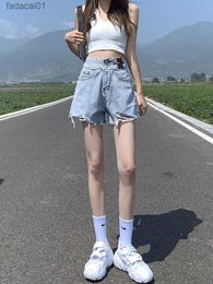 Pantalones vaqueros cortos para mujer S5XL moda ocio Simple Denim alta cintura Popular nuevas señoras Chic mujer calle Harajuku Vintage L230621