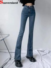 Jeans skinny hoge taille flare jeans Koreaanse streetwear casual stretch denim pantalones de mujer nieuwe lente vintage slim kot pantolon