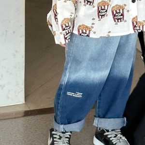 Jeans Spring 2023 Line Men's Toddler Fashion Casual Children's Clothing Losse Outdoor Jogging Pants Babys 314 jaar oud 230616