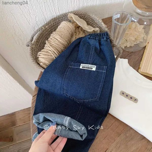 Jeans Printemps automne nouveau coréen bébé garçons jean polyvalent couleur unie taille élastique en vrac enfants garçons pantalon décontracté enfant garçons pantalon