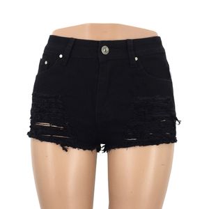 Jeans Spring Denim Shorts Zwart gescheurd Hot Pants DK001