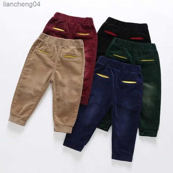 Jeans printemps nouvelle mode enfant solide pantalon ample décontracté Style coréen pantalon bébé filles garçons velours côtelé pantalon enfant en bas âge vêtements pour enfants