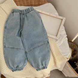 Jeans printemps enfant en bas âge enfants bébé garçons Jeans solide coton Denim Cargo pantalon Style coréen enfants mode Denim Jeans pantalon 230306