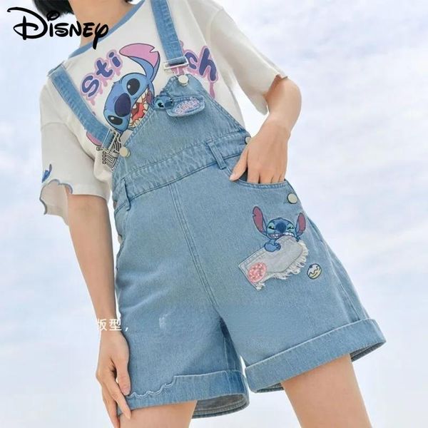 Jeans Stitch Summer Ligne large Jeans Y2K Corée Fashion Corée Denim Shorts Denim Sautport Cartoon Animation Personnages broderie