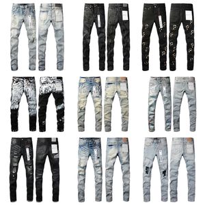 jeans met rechte pijpen Jeans voor heren designer jeans Heren jeans Designer Hip Hop jeans Mode Herenbroeken Jeans Topkwaliteit paarse jeans Motor coole denim broek