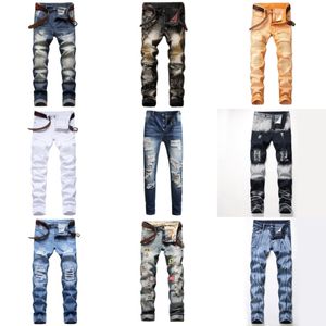 Jeans jambe droite Jeans empilés jeans pour hommes jeans de créateur Jeans hommes Designer Hip Hop jeans Mode Hommes Pantalons Jeans Top Qualité Slim Moto cool denim pantalon